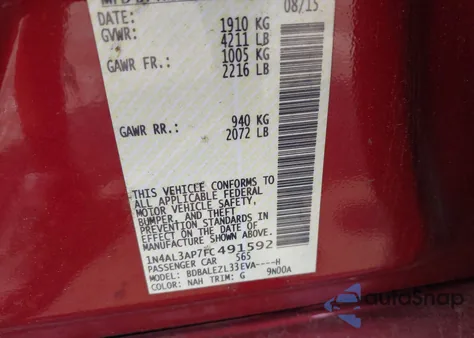 2015 Nissan Altima 2.5 S from USA, damaged, VIN 1N4AL3AP7FC491592